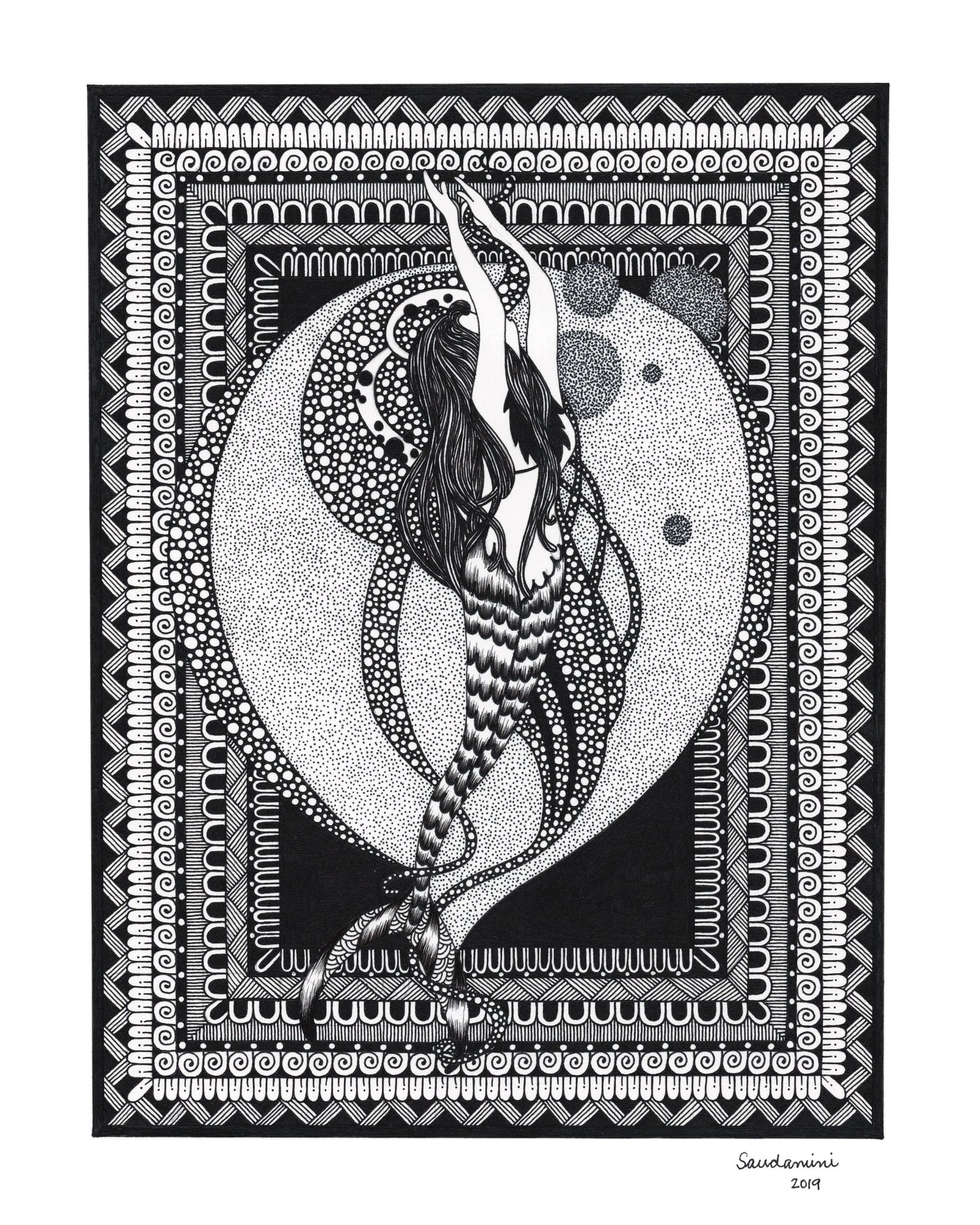 a beautiful mermaid diving into the ocean