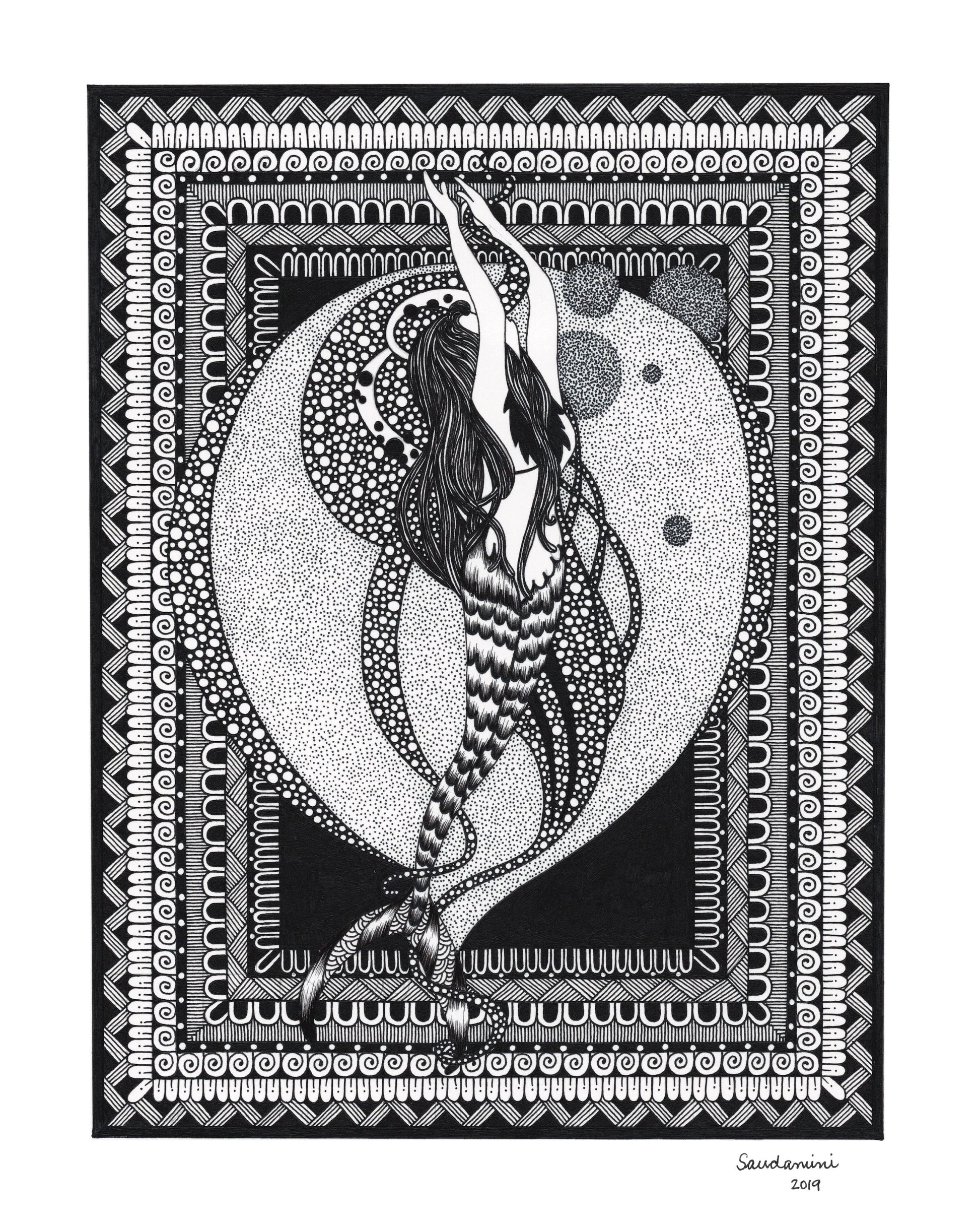 a beautiful mermaid diving into the ocean