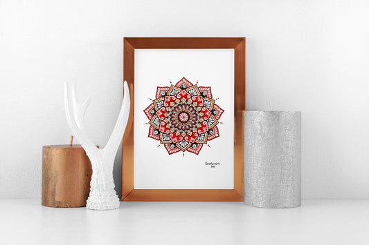 Red, Brown, Grey Mandala