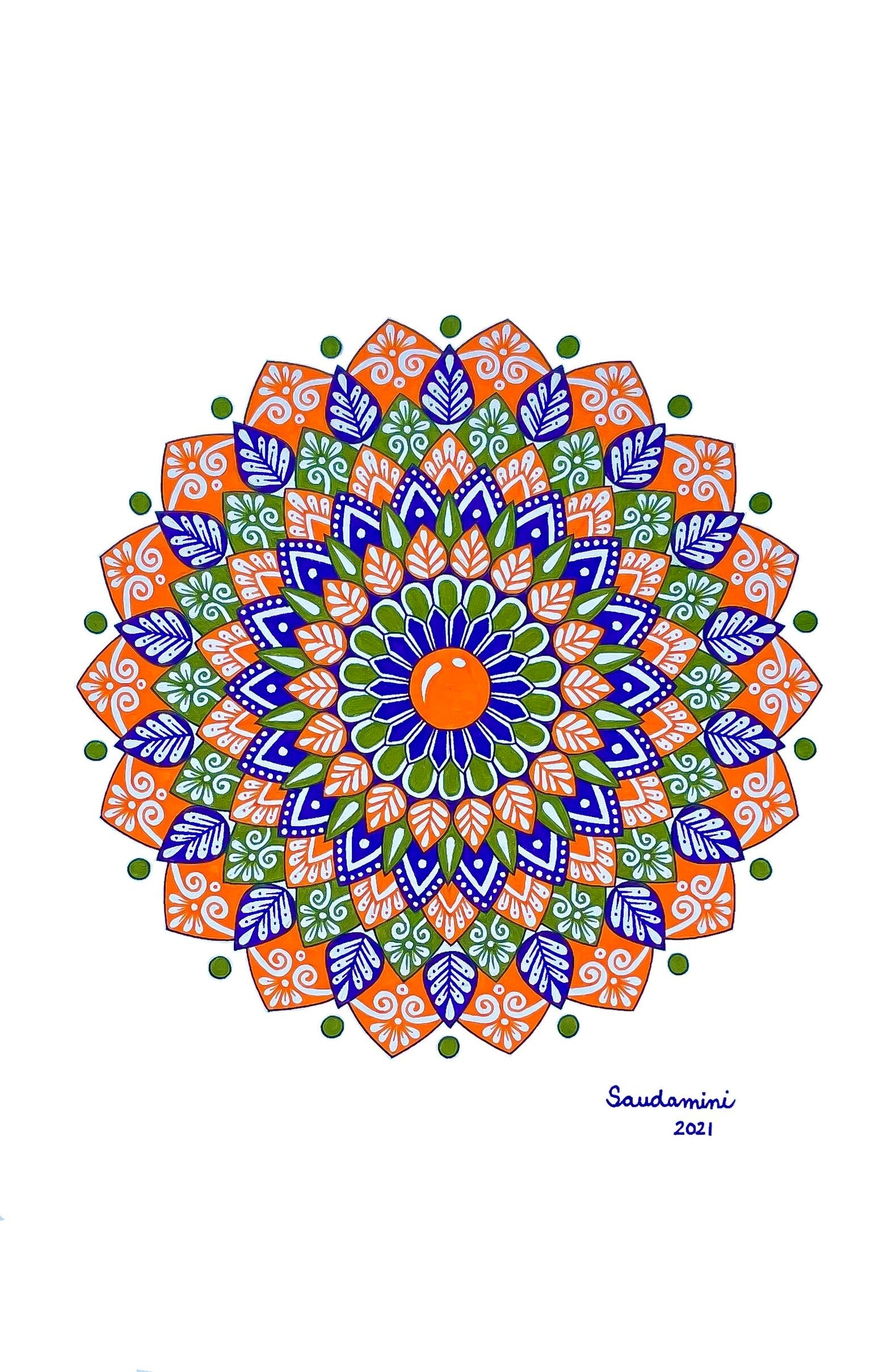 Orange, Purple, Green Mandala