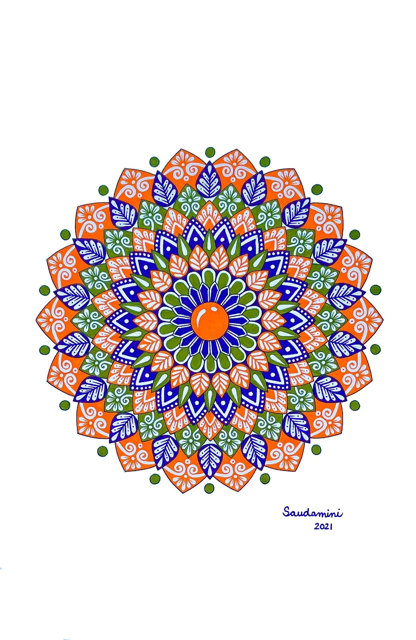 Orange, Purple, Green Mandala