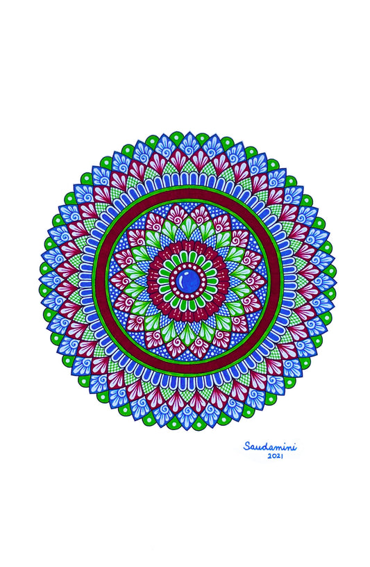 Blue, Red, and Green Mandala