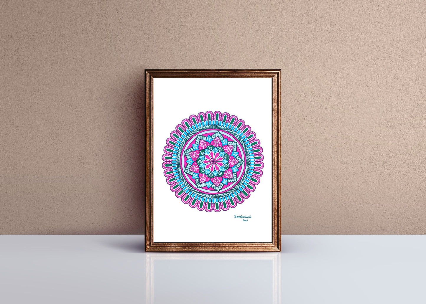 Pink, Blue, and Green Mandala