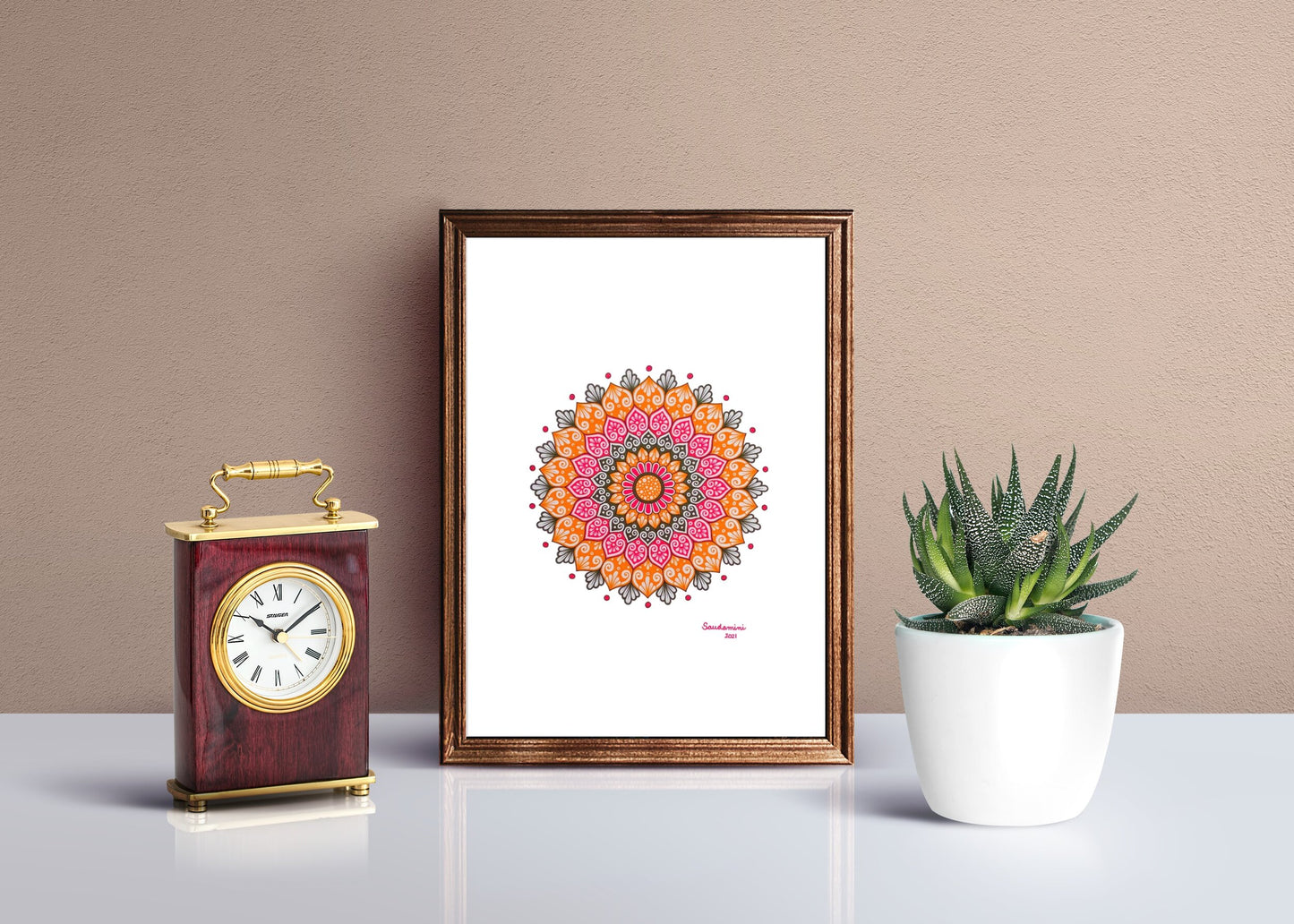 Pink, Orange, Grey Mandala