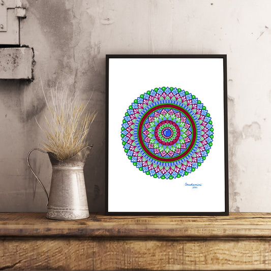Blue, Red, and Green Mandala