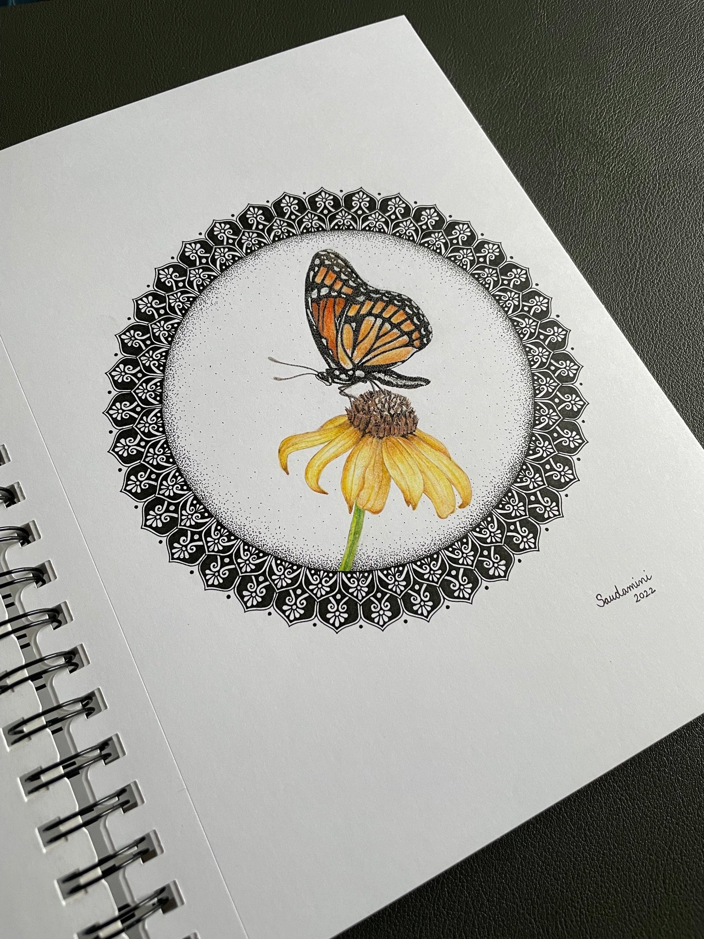 Butterfly on Black-eyed Susan Flower Mandala