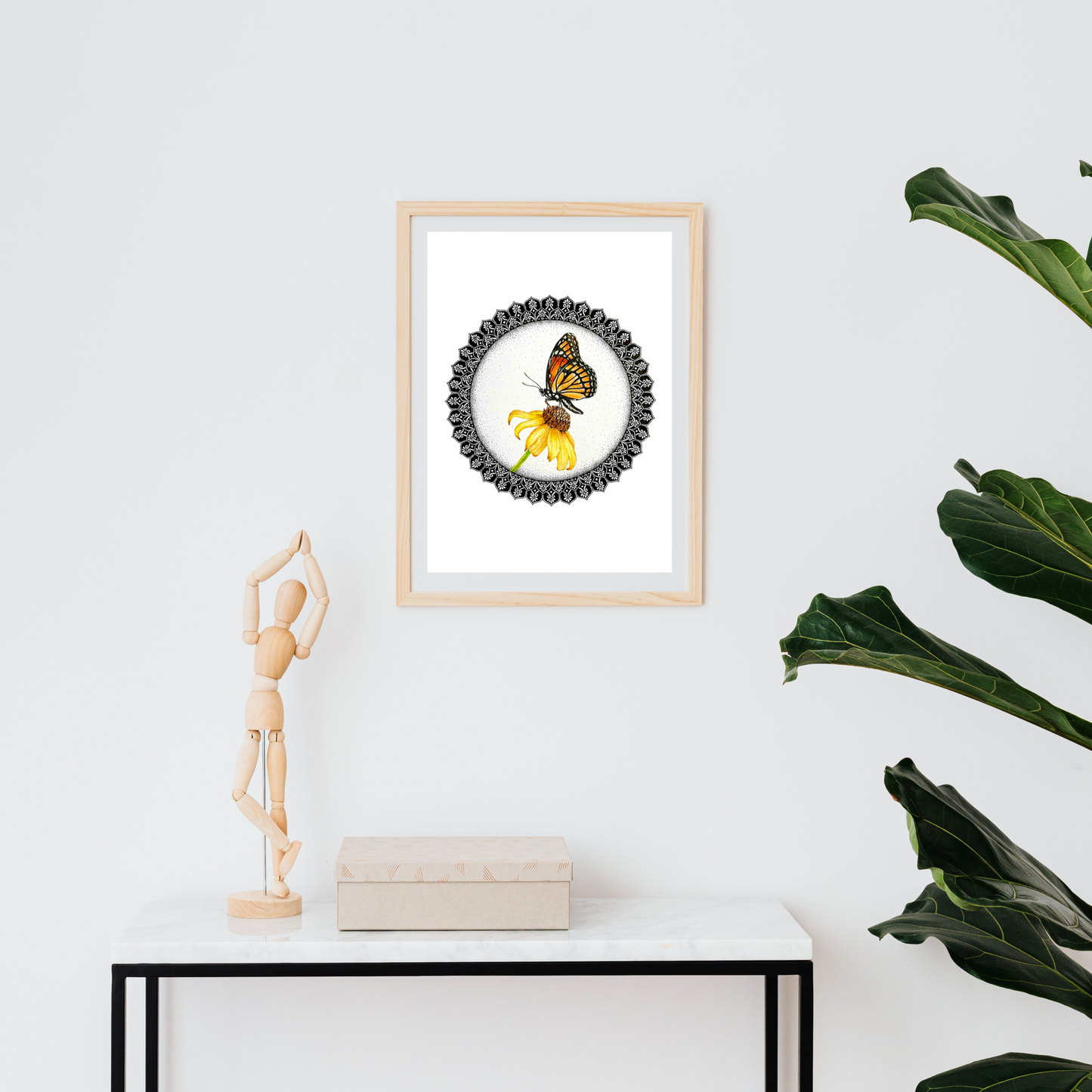 Butterfly on Black-eyed Susan Flower Mandala