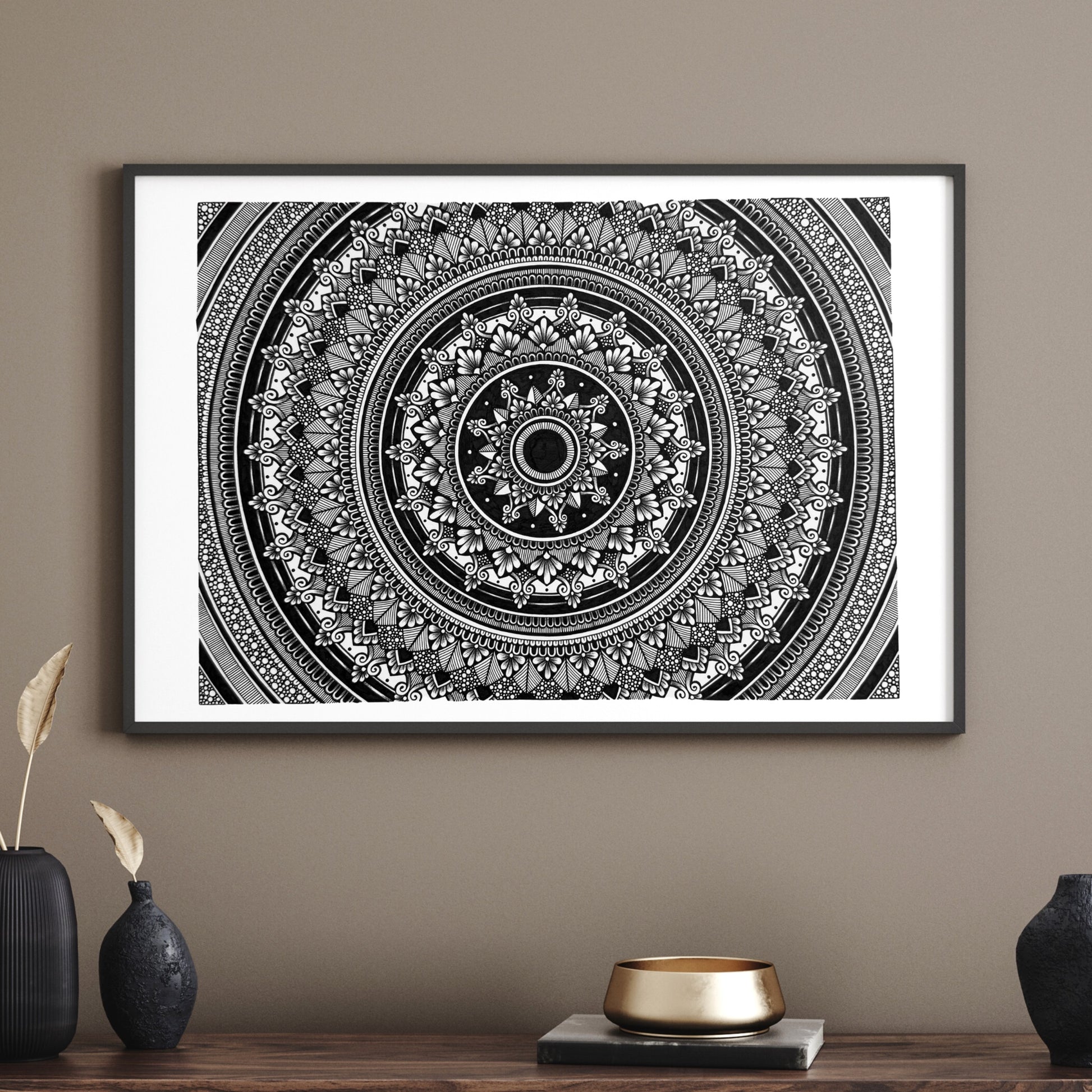 a mandala resting on a textured surface