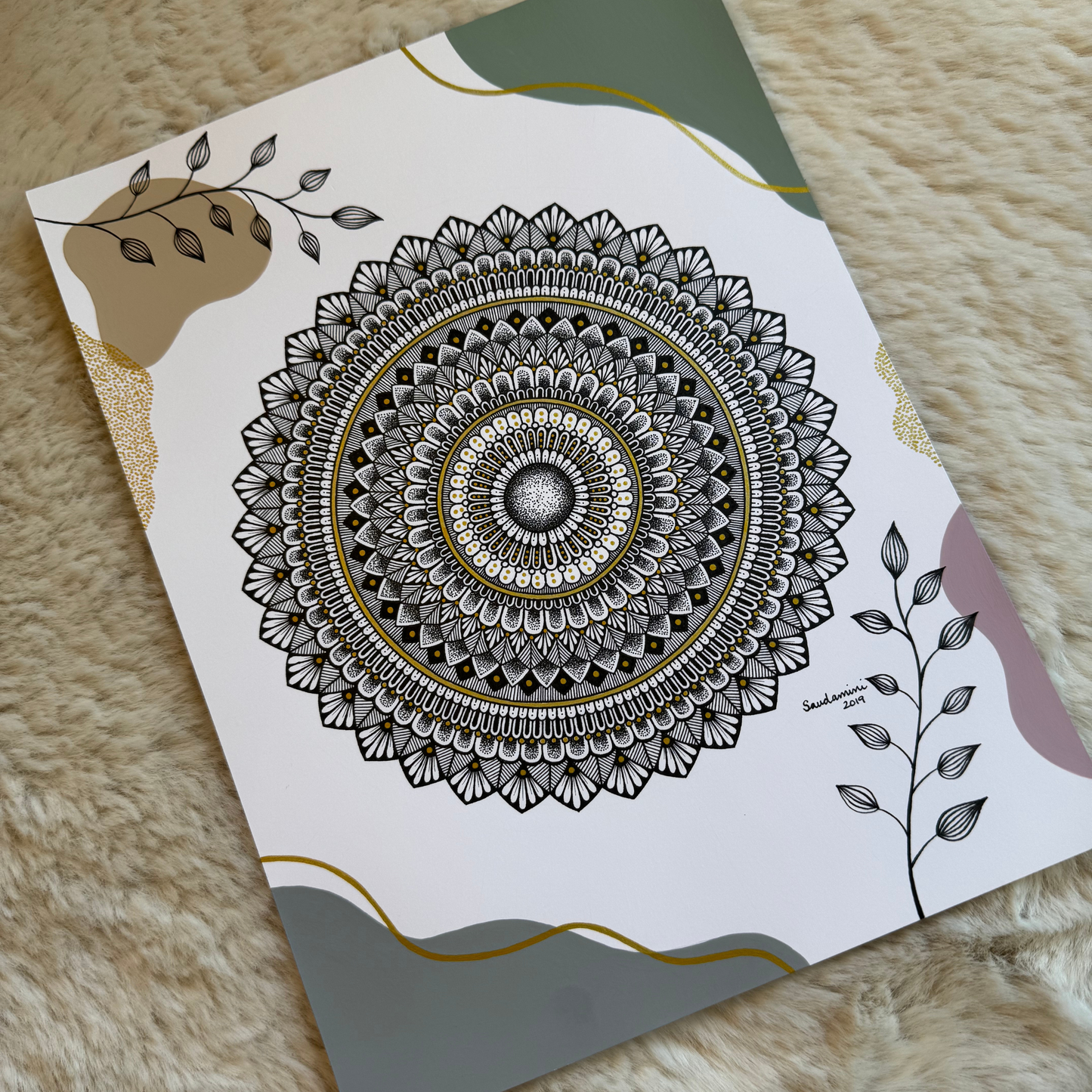 decorative mandala on textured surface