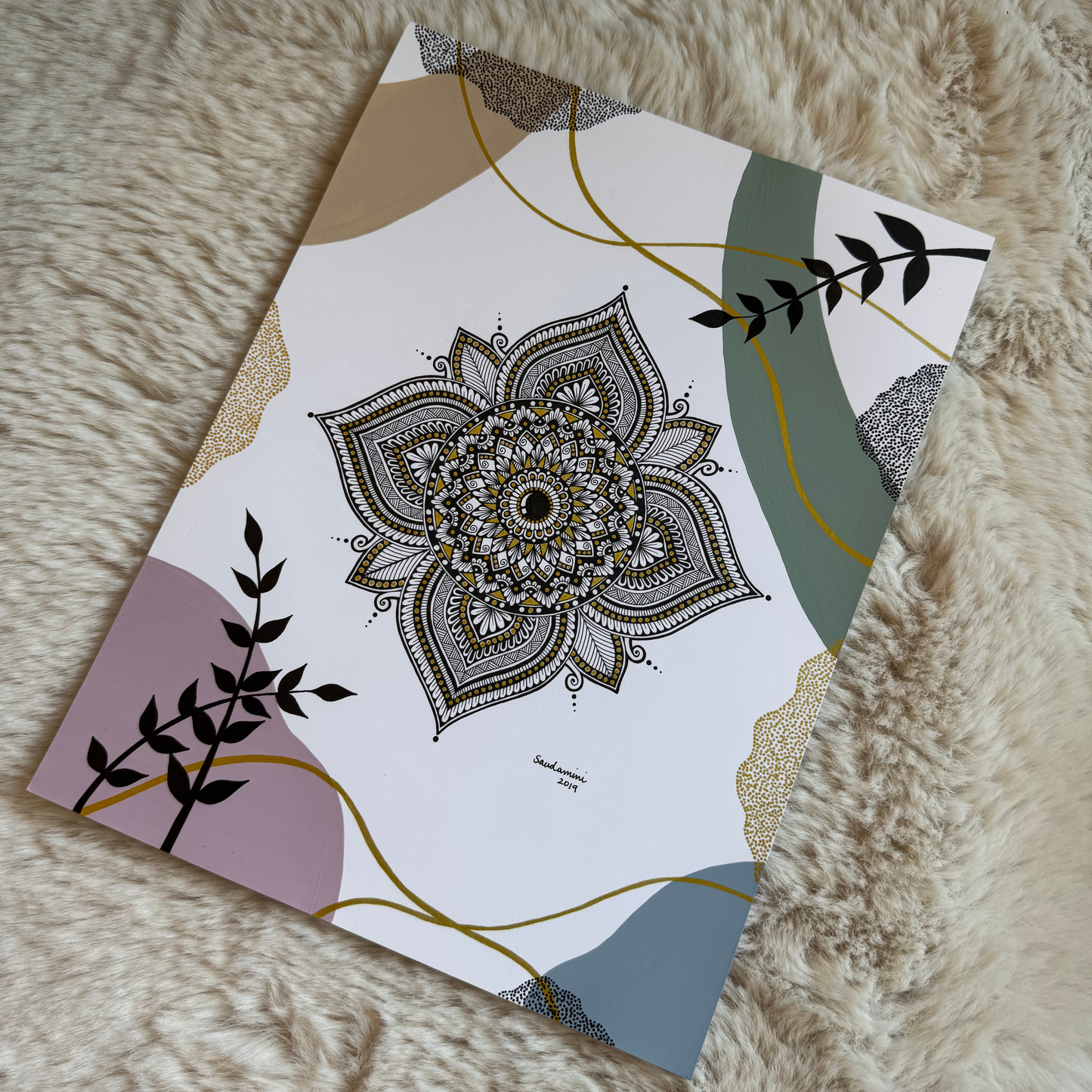 Mandala design on a textured surface