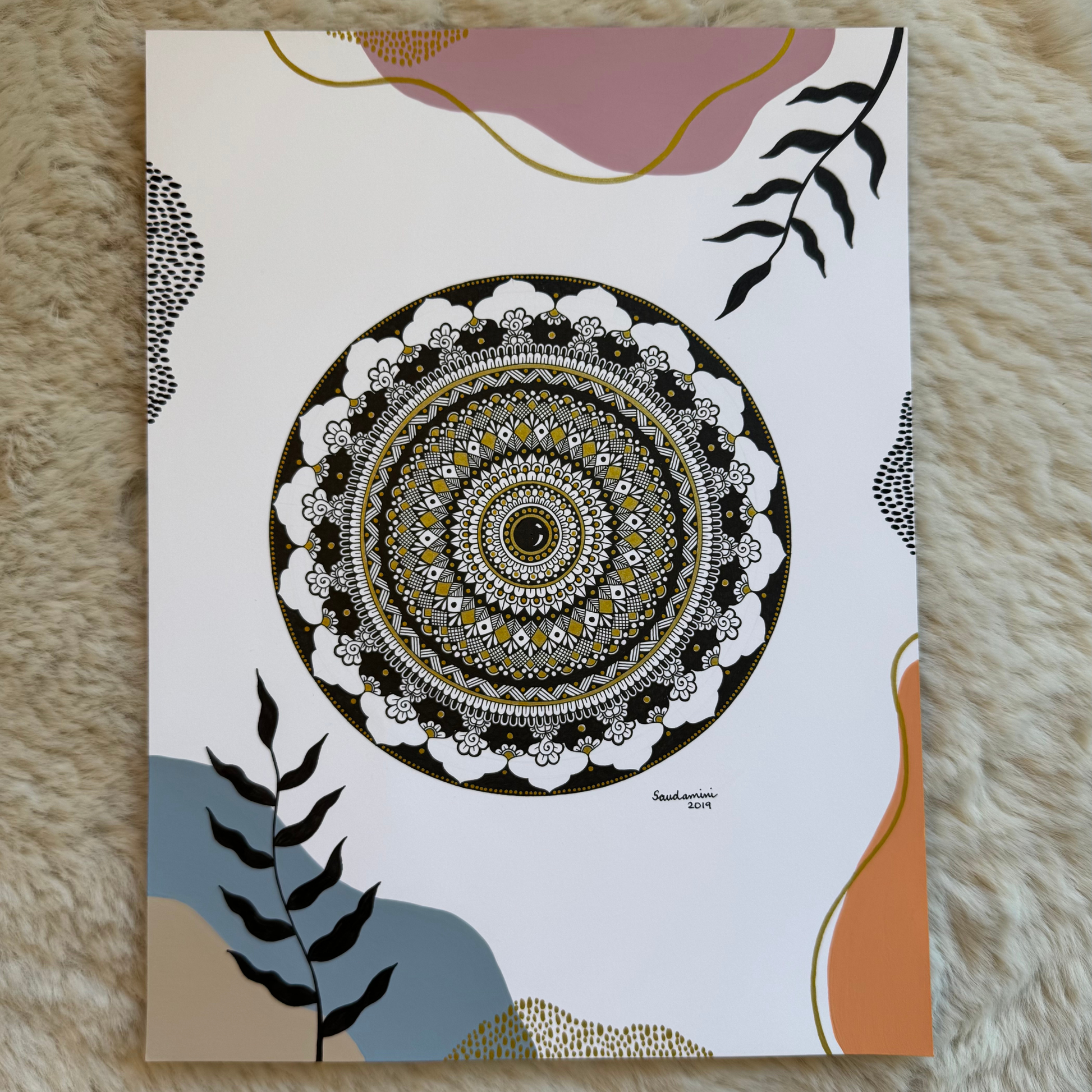 Silent coin mandala artwork design on a textured surface