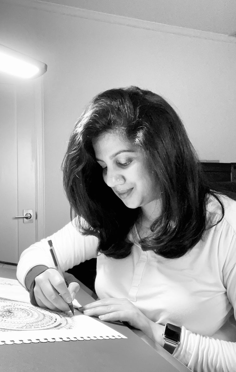 saudamini working on her mandala art