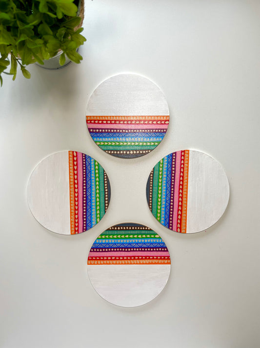 Colorblock Hand Painted Wood Coasters