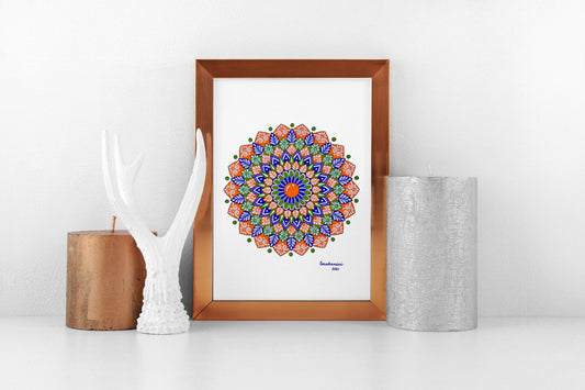 Orange, Purple, Green Mandala