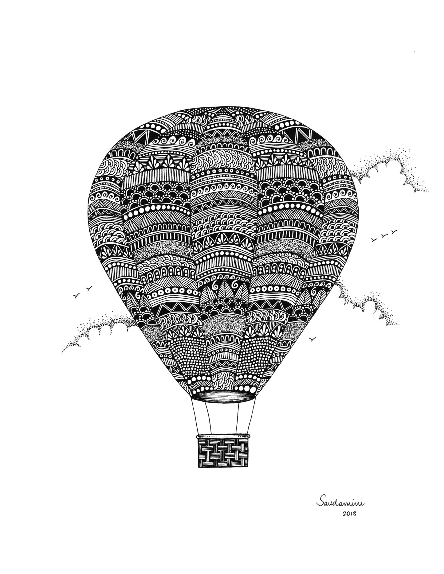 Hot Air Balloon Zentangle (Prints)