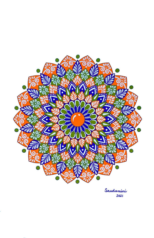 Orange, Purple, Green Mandala