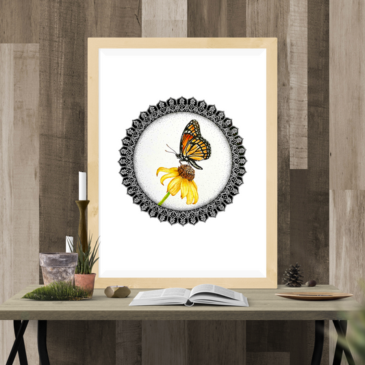 Butterfly on Black-eyed Susan Flower Mandala