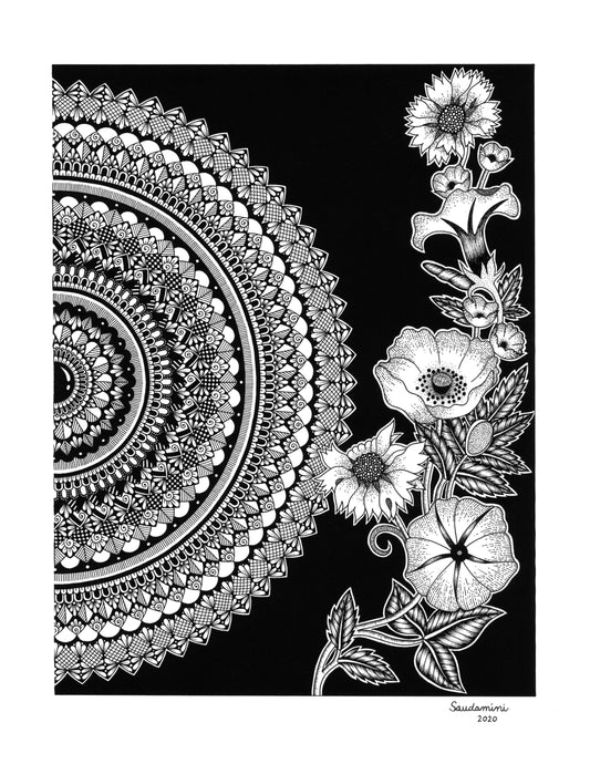 Cascading Flowers Mandala (Prints)